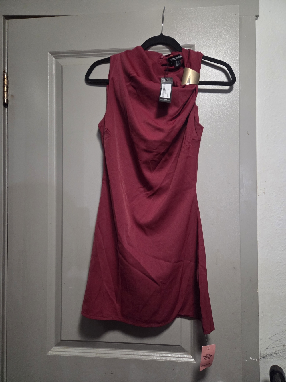PrettyLittleThing Raspberry One-Shoulder Draped Mini Dress - Picture 2 of 7